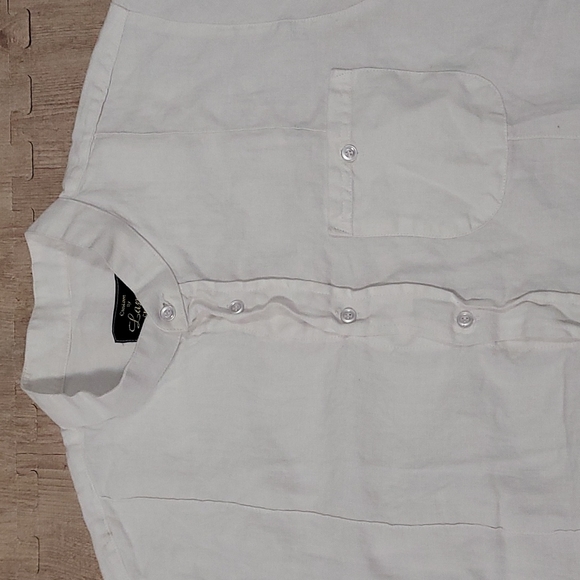 Lamar Linen Band Collar Short Sleeve - Picture 2 of 6